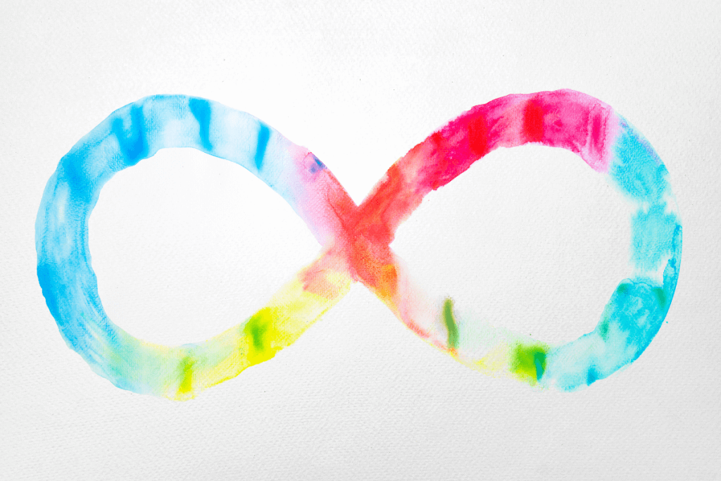 The multi-colored infinity symbol is symbol that represents the spectrum of autism